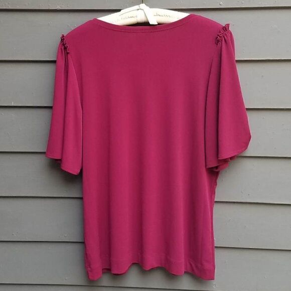 Worthington Ruffle shoulder Half Sleeve Tee Size Large - Picture 3 of 8